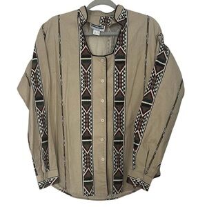 Panhandle Slim Shirt Vintage Western Aztec Brown & Tan Size XL